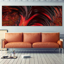 Load image into Gallery viewer, abstract  patterns  canvas  wall  art  black  modern  abstract  wide  canvas  beautiful  red  abstract  fractal  panoramic  canvas  print In Living Room
