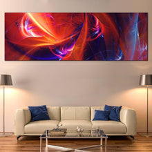 Load image into Gallery viewer, abstract  patterns  canvas  wall  art  blue  bright  abstract  glow  panoramic  canvas  print  red  fractal  abstract  digital  artwork For Living Room
