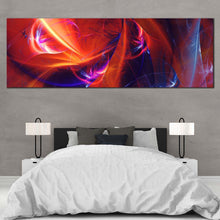 Load image into Gallery viewer, abstract  patterns  canvas  wall  art  blue  bright  abstract  glow  panoramic  canvas  print  red  fractal  abstract  digital  artwork For Bedroom
