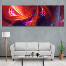 Load image into Gallery viewer, abstract  patterns  canvas  wall  art  blue  bright  abstract  glow  panoramic  canvas  print  red  fractal  abstract  digital  artwork In Living Room
