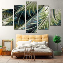 Load image into Gallery viewer, abstract patterns canvas wall art blue green abstract art print abstract fractal canvas print 5 piece multiple canvas For Bedroom
