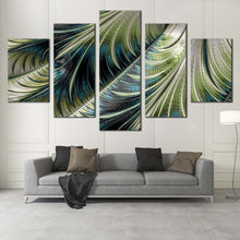 Load image into Gallery viewer, abstract patterns canvas wall art blue green abstract art print abstract fractal canvas print 5 piece multiple canvas For Living room
