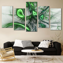 Load image into Gallery viewer, abstract patterns canvas wall art green bright abstract multiple canvas white abstract electric fractals 5 piece canvas print For Your Living Room
