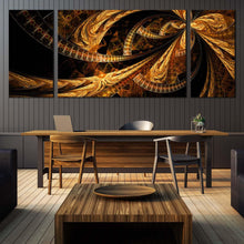 Load image into Gallery viewer, abstract  patterns  canvas  wall  art  modern  abstract  3  piece  canvas  print  brown  black  deep  abstract  fractal  multi  canvas  artwork In Dinning Room
