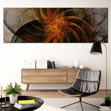 Load image into Gallery viewer, abstract  patterns  canvas  wall  art  orange  abstract  fractal  panoramic  canvas  print  grey  abstract  canvas  artwork In Living Room
