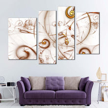 Load image into Gallery viewer, abstract patterns canvas wall art white modern abstract 4 piece canvas print brown elegant abstract multi canvas in living room
