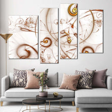 Load image into Gallery viewer, abstract patterns canvas wall art white modern abstract 4 piece canvas print brown elegant abstract multi canvas
