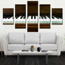 Load image into Gallery viewer, abstract piano canvas print classical piano canvas 5 piece canvas wall art white black piano close up canvas set In Living Room
