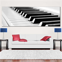 Load image into Gallery viewer, abstract  piano  canvas  wall  art  black  white  piano  key  close  up  1  piece  canvas  artwork  music  instrument  canvas  print In Living Room
