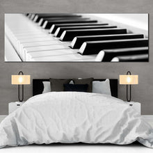 Load image into Gallery viewer, abstract  piano  canvas  wall  art  black  white  piano  key  close  up  1  piece  canvas  artwork  music  instrument  canvas  print For Bedroom
