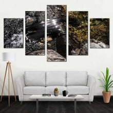 Load image into Gallery viewer, abstract river canvas print brown abstract stone 5 piece canvas wall art grey abstract multi canvas artwork For Living Room
