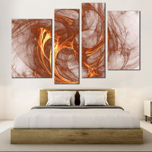 Load image into Gallery viewer, abstract shapes canvas wall art brown abstract fractal 4 piece canvas white elegant abstract canvas print in bedroom
