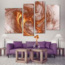 Load image into Gallery viewer, abstract shapes canvas wall art brown abstract fractal 4 piece canvas white elegant abstract canvas print for living room
