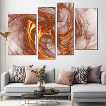 Load image into Gallery viewer, abstract shapes canvas wall art brown abstract fractal 4 piece canvas white elegant abstract canvas print
