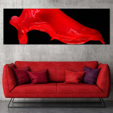 Load image into Gallery viewer, abstract  splash  canvas  print  red  abstract  liquid  canvas  artwork  paint  splash  panoramic  canvas  wall  art In Living Room
