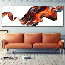 Load image into Gallery viewer, abstract  splash  canvas  wall  art  orange  black  abstract  curved  pattern  panoramic  canvas  abstract  elegant  design  wide  canvas For Living Room
