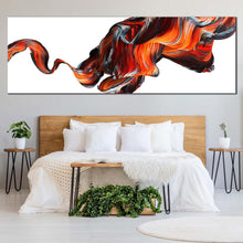 Load image into Gallery viewer, abstract  splash  canvas  wall  art  orange  black  abstract  curved  pattern  panoramic  canvas  abstract  elegant  design  wide  canvas For Bedroom
