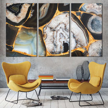 Load image into Gallery viewer, abstract stone canvas print colorful gemstone digital canvas wall art agate umbra 3 piece multi canvas artwork In Living room
