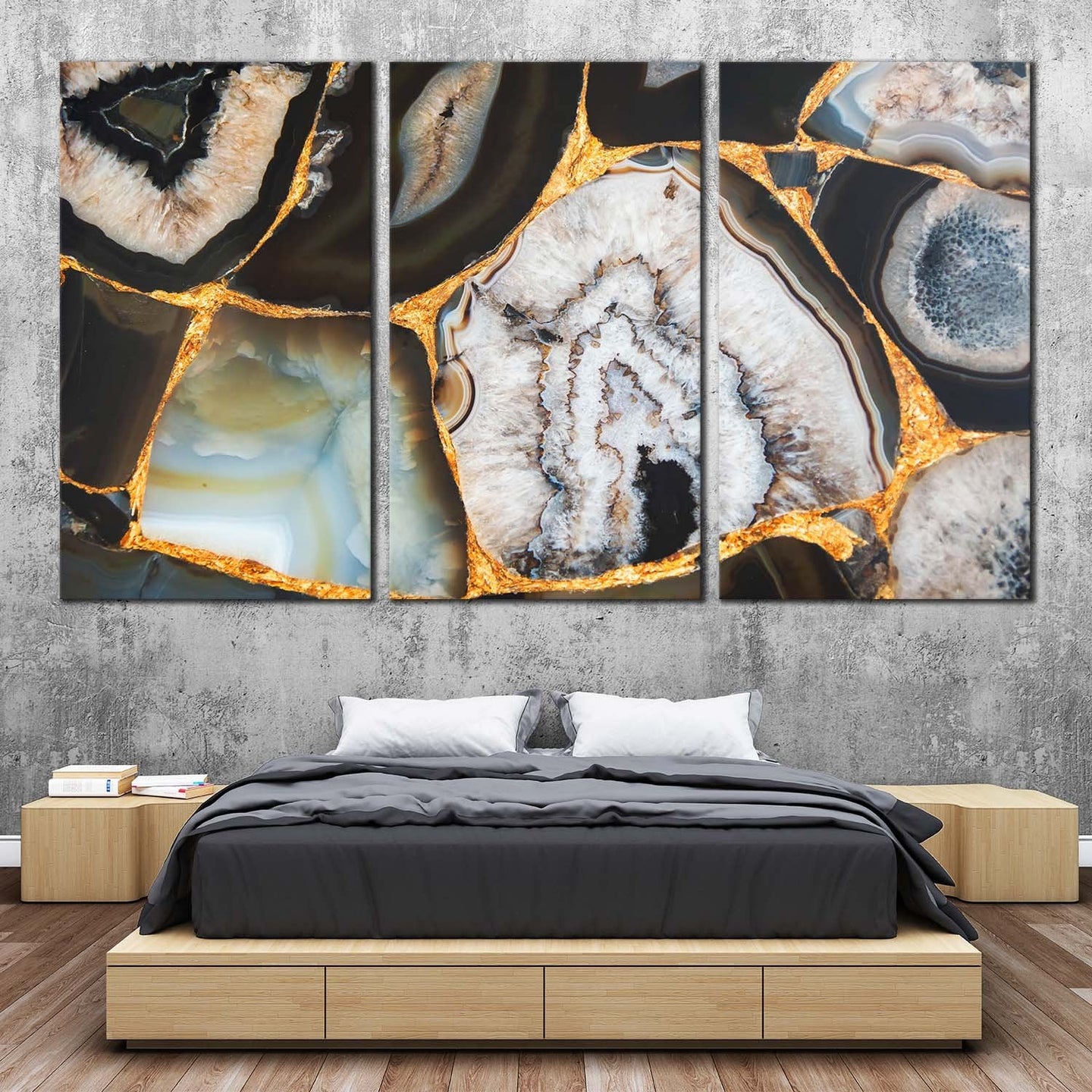 abstract stone canvas print colorful gemstone digital canvas wall art agate umbra 3 piece multi canvas artwork For Bedroom