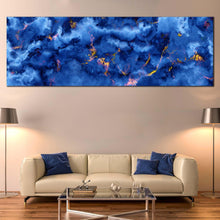 Load image into Gallery viewer, abstract  stone  canvas  wall  art  blue  marble  texture  abstract  canvas  print  yellow  abstract  modern  marble  panoramic  canvas For Living Room
