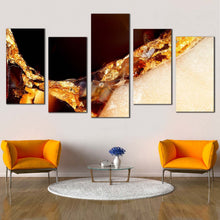 Load image into Gallery viewer, abstract stone canvas wall art orange marble digital art canvas set yellow agate gemstones 5 piece canvas print For Living Room
