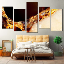 Load image into Gallery viewer, abstract stone canvas wall art orange marble digital art canvas set yellow agate gemstones 5 piece canvas print For Bedroom
