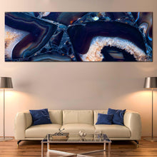 Load image into Gallery viewer, abstract  stone  canvas  wall  art  white  abstract  jewelry  stone  panoramic  canvas  print  blue  abstract  gemstone  wide  canvas For Living Room
