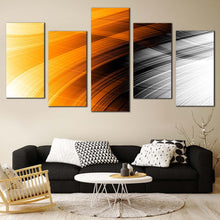 Load image into Gallery viewer, abstract strip canvas print orange black elegant abstract pattern 5 piece canvas wall art fancy abstract canvas set For Living Room
