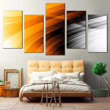 Load image into Gallery viewer, abstract strip canvas print orange black elegant abstract pattern 5 piece canvas wall art fancy abstract canvas set For Bedroom
