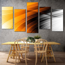 Load image into Gallery viewer, abstract strip canvas print orange black elegant abstract pattern 5 piece canvas wall art fancy abstract canvas set In Dining Room
