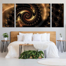 Load image into Gallery viewer, abstract  swirl  canvas  print  brown  abstract  fractals  3  piece  canvas  set  black  elegant  abstract  triptych  canvas  wall  art For Bedroom
