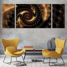 Load image into Gallery viewer, abstract  swirl  canvas  print  brown  abstract  fractals  3  piece  canvas  set  black  elegant  abstract  triptych  canvas  wall  art For Living Room
