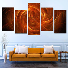 Load image into Gallery viewer, abstract swirl canvas print orange abstract geometric energy 5 piece canvas brown cosmic energy canvas set For Living room
