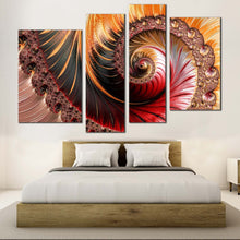 Load image into Gallery viewer, abstract swirl canvas print red orange abstract infinitely 4 piece multi canvas never ending fractal pattern canvas wall art
