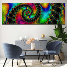 Load image into Gallery viewer, abstract  swirl  canvas  wall  art  abstract  never  ending  canvas  print  colorful  abstract  fractal  shapes  panoramic  canvas In Living Room
