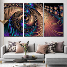 Load image into Gallery viewer, abstract swirl canvas wall art colorful abstract spiral fractal 3 piece canvas swirl graphic art print For Living room
