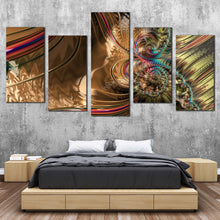 Load image into Gallery viewer, abstract texture canvas print colorful digital abstract art print abstract fractal patterns 5 piece canvas wall art In Bedroom
