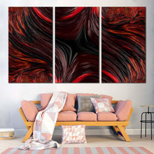 Load image into Gallery viewer, abstract texture canvas print red abstract fractal patterns 3 piece canvas wall art black abstract design triptych canvas set For Living Room
