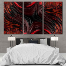 Load image into Gallery viewer, abstract texture canvas print red abstract fractal patterns 3 piece canvas wall art black abstract design triptych canvas set For Bedroom
