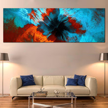 Load image into Gallery viewer, abstract  underwater  canvas  wall  art  brown  artistic  abstract  panoramic  canvas  artwork  blue  abstract  fractal  art  print In Living Room
