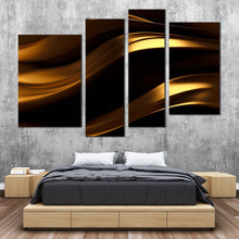 Load image into Gallery viewer, abstract wave canvas wall art black golden elegant abstract canvas set 3d illustration 4 piece canvas print for bedroom
