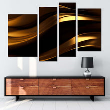 Load image into Gallery viewer, abstract wave canvas wall art black golden elegant abstract canvas set 3d illustration 4 piece canvas print
