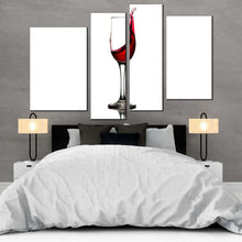 Load image into Gallery viewer, abstract wine canvas print white background isolated wine glass 4 piece canvas wall art red wine splash multiple canvas for bedroom
