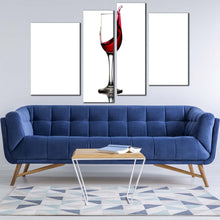 Load image into Gallery viewer, abstract wine canvas print white background isolated wine glass 4 piece canvas wall art red wine splash multiple canvas
