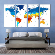 Load image into Gallery viewer, abstract world canvas wall art world map digital painting digital canvas set colorful world map 4 piece canvas print For Your Bedroom
