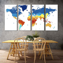 Load image into Gallery viewer, abstract world canvas wall art world map digital painting digital canvas set colorful world map 4 piece canvas print For Dining Room
