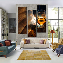 Load image into Gallery viewer, abstract  alcohol  barrel  3  panel  canvas  art In Living Room
