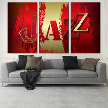 Load image into Gallery viewer, abstract jazz music red color 3 piece wall art For Living Room
