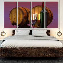 Load image into Gallery viewer, abstract red wine glass barrels Modern kitchen dining room wall 4 Pieces canvas print In Bedroom
