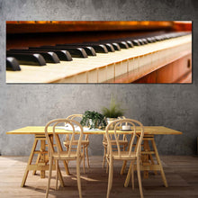 Load image into Gallery viewer, acoustic  piano  canvas  wall  art  orange  piano  abstract  panoramic  canvas  print  white  black  piano  keyboard  wide  canvas In Living Room
